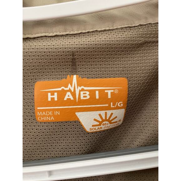 Habit Shirt Men L Tan Fishing Lightweight Short Sleeve button 360 Venting - Picture 4 of 6